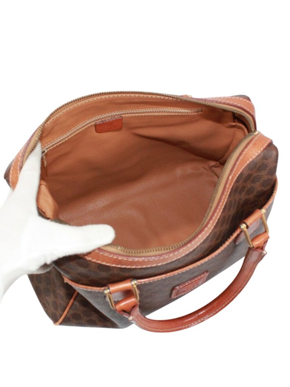Celine Macadam Leather Brown Handbag Gold - Picture 7 of 15